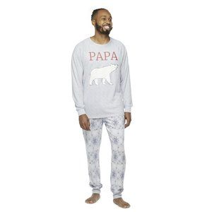 North Pole Trading Co. Polar Bear Men's Pajama Set 2-pc.- Gray Polar Bear